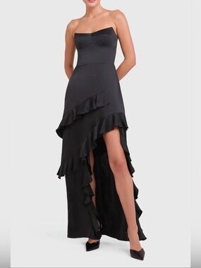 Amanda Uprichard Midnight Romance Silk Ruffle Gown NWT Size Small